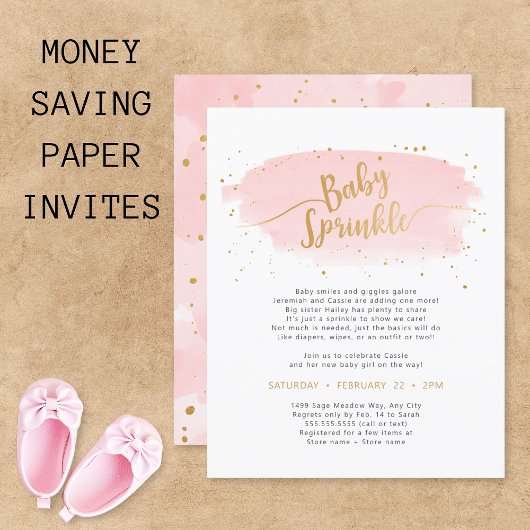 Invitation en papier pour Baby Sprinkle à l'aquare