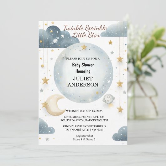 Invitation En Parties scintillant Twinkle Twinkle Little Star (Debout devant)