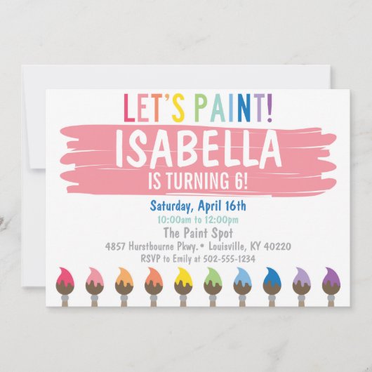 Invitation en pastel de partie de peinture (Devant)
