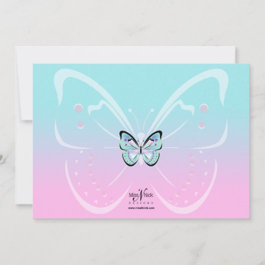 Invitation en pastel douce de papillon (Dos)