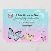 Invitation en pastel douce de papillon (Devant / Derrière)