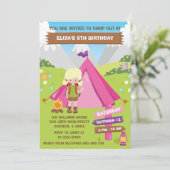 Invitation En plein air Camping Anniversaire Fête Blonde Hair (Debout devant)