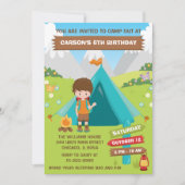 Invitation En plein air Camping Anniversaire Fête Brown Cheve (Devant)