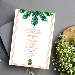 Invitation en plume du Mariage hindou indien Peaco