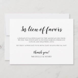 Invitation En remplacement des faveurs Signe de don Mariage