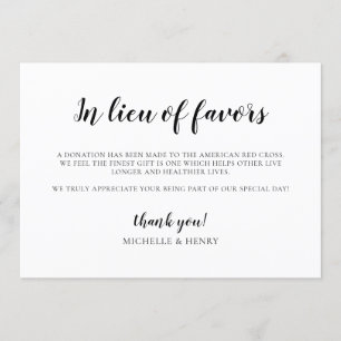 Invitation En remplacement des faveurs Signe de don Mariage