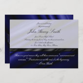 Invitation en soie bleue/faire-part d'obtention du (Devant / Derrière)