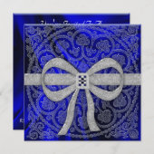 Invitation en soie de partie de saphir (Devant / Derrière)