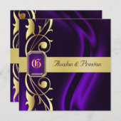 Invitation en soie pourpre de bijou de rouleau (Devant / Derrière)