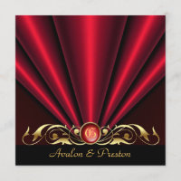 Invitation en soie rouge de rouleau d'or de