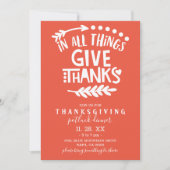 Invitation En Toutes Choses Remercient Orange Thanksgiving (Devant)