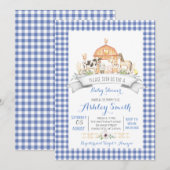 Invitation en vichy baby shower agricole (Devant / Derrière)