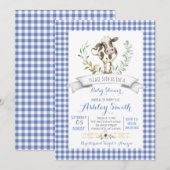 Invitation en vichy baby shower agricole (Devant / Derrière)