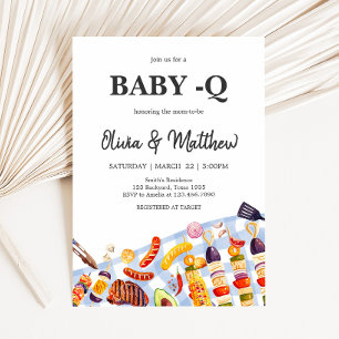 Invitation en vichy Baby shower bébé barbecue