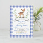 Invitation en vichy baby shower de cerfs de bois (Debout devant)