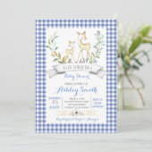 Invitation en vichy baby shower de cerfs de bois (Debout devant)