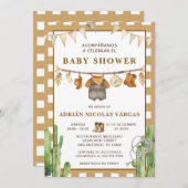 Invitation en vichy Baby shower espagnol (Devant / Derrière)