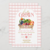 Invitation En vichy Baby shower rose cultivé local (Devant / Derrière)