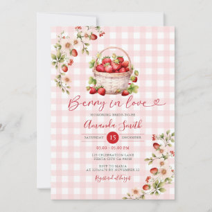 Invitation en vichy Berry en amour Fête des mariées fraise