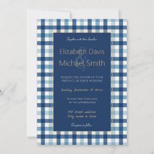 Invitation En vichy bleu À damiers Motif