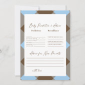 Invitation En vichy bleu et prédictions Brown pour bébé (Devant)