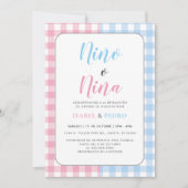 Invitation en vichy Classic Nino o Nina Spanish Gender Revela (Devant)