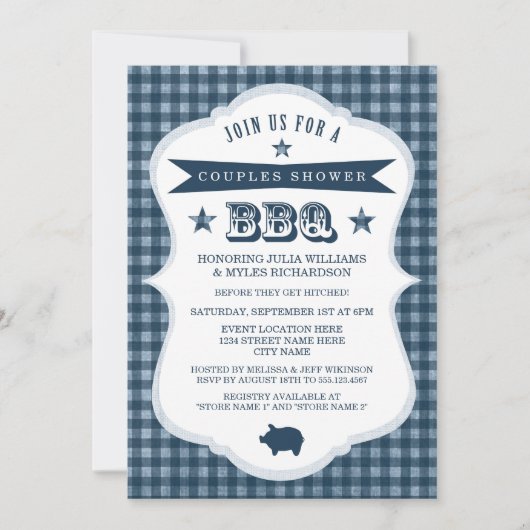 Invitation En vichy Couples Shower BBQ (Devant)