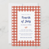 Invitation en vichy couverture de pique-nique 4 juillet BBQ (Devant)