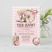 Invitation en vichy Cowgirl Western 8E Anniversaire (Debout devant)