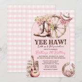 Invitation en vichy Cowgirl Western 8E Anniversaire (Devant / Derrière)