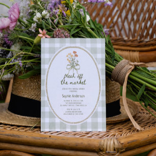 Invitation en vichy Fleur sauvage De La Fête des mariées Du M