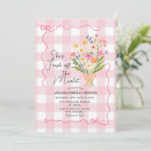 Invitation en vichy Fleurs De La Fête des mariées Du Marché (Debout devant)