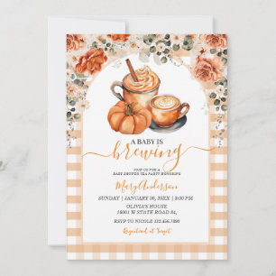 Invitation en vichy Floral Un Bébé Brûle Une Épice Citrouille