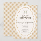Invitation En vichy Goose Twin Baby shower (Devant / Derrière)