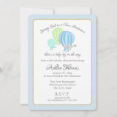 Invitation en vichy Hot Air Balloons Baby shower d'aventure (Devant)