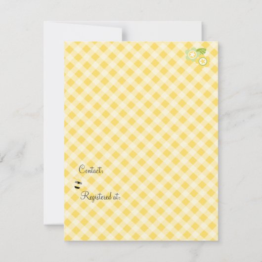 Invitation En vichy Jaune Bébé Buggy (Dos)