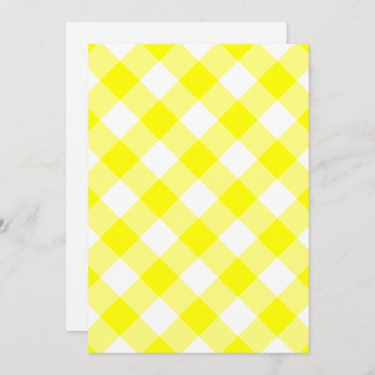 Invitation En vichy jaune et blanc (Devant / Derrière)