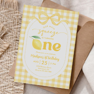 Invitation en vichy Lemon Notre Squeeze Principal 1er Anniver