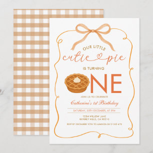 Invitation en vichy Little Cutie Pie Sexe Anniversaire Neutre