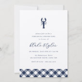 Invitation En vichy marine | Dîner de répétition au homard (Devant)