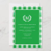 Invitation En vichy monogramme vert (Devant)