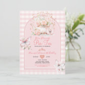 Invitation en vichy papillon rose ParTea Anniversaire (Debout devant)