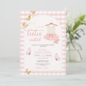 Invitation En vichy papillon rose Tutu Ballerina moderne (Debout devant)