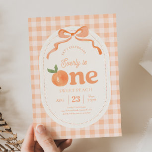 Invitation En vichy Peach First Birthday