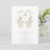 Invitation en vichy Peter le Baby shower lapin Crest Twins (Debout devant)