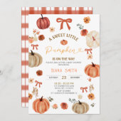 Invitation en vichy petit Citrouille Baby shower rustique Inv (Devant / Derrière)