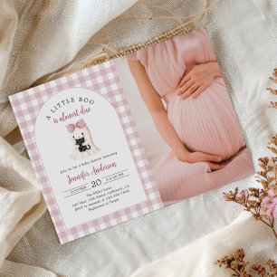 Invitation en vichy photo du Baby shower de la Fille Fantôme