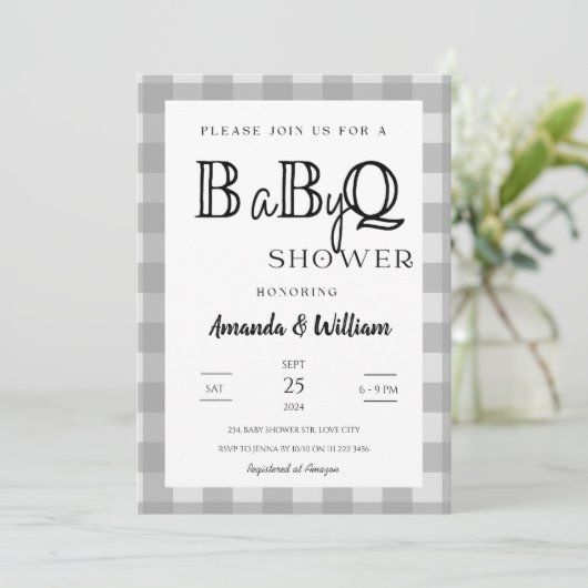 Invitation en vichy Plaid BBQ Bébé Couples Douche (Debout devant)