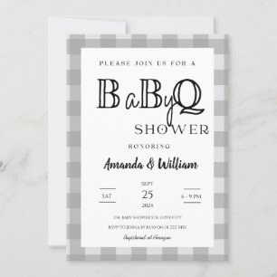 Invitation en vichy Plaid BBQ Bébé Couples Douche