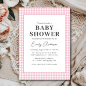Invitation En vichy rose bébé fille douche